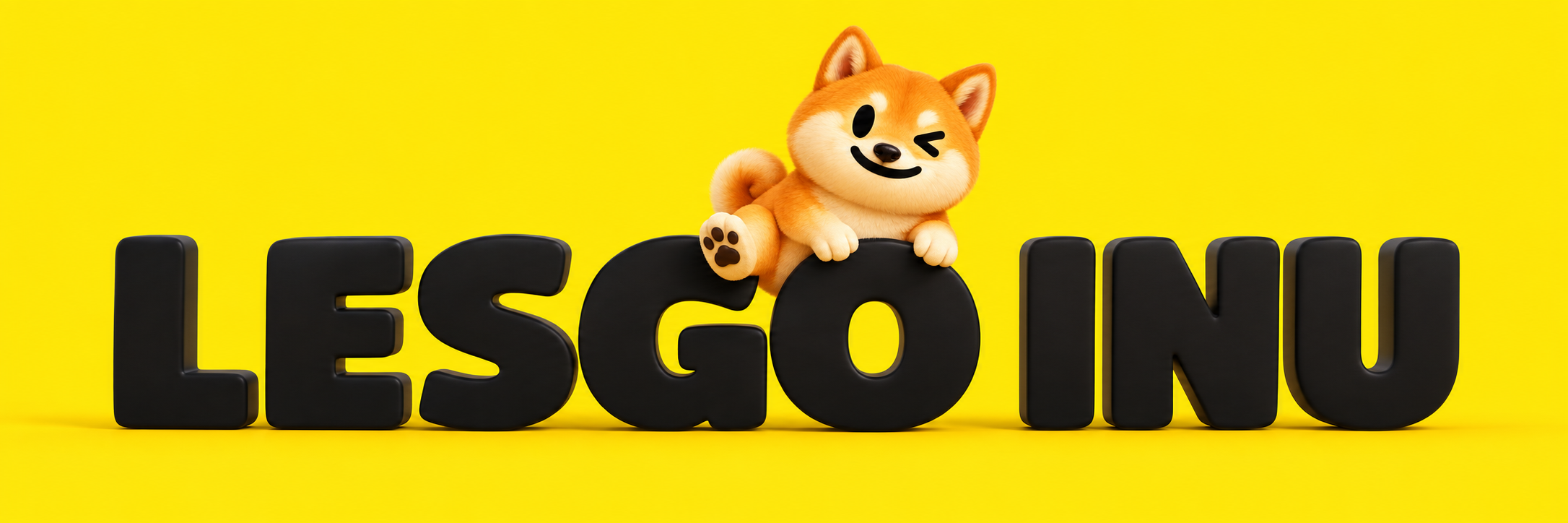 LESGO INU banner with the mascot perched on the letters